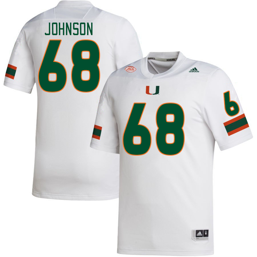 Men #68 Ian Johnson Miami Hurricanes College Football Jerseys Stitched-White